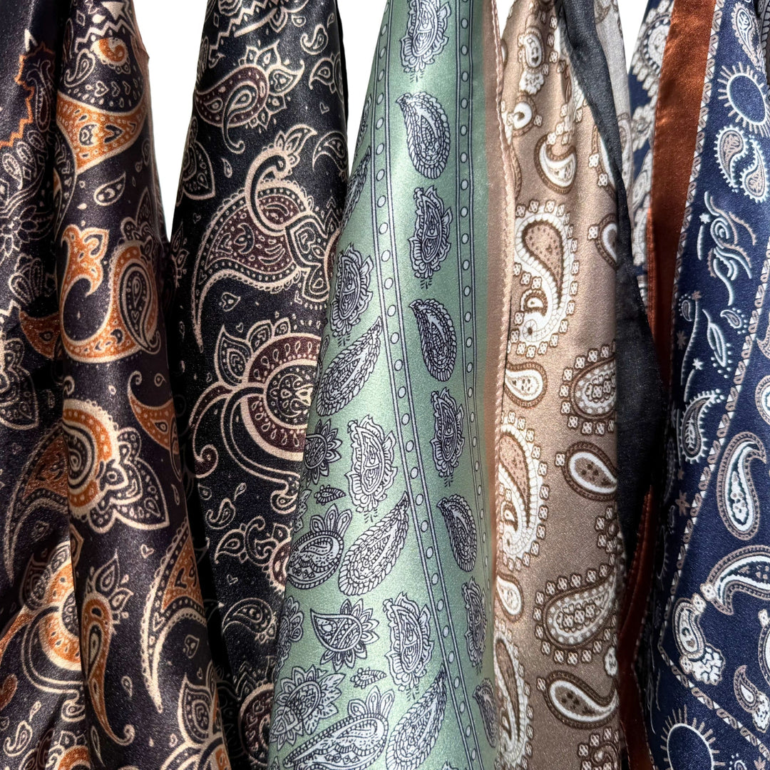 Paisley mulberry silk scarves in classic design by lejbelle