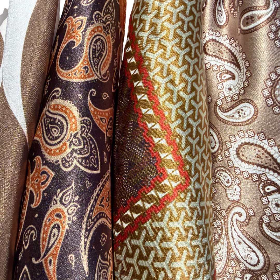Brown Mulberry Silk Scarves in Elegant Earth Tones